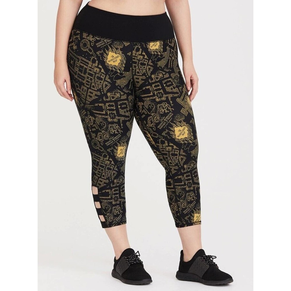 Torrid x Harry Potter Marauder's Map Legging Pants Women's Plus Size 6 6X Black - Picture 1 of 7
